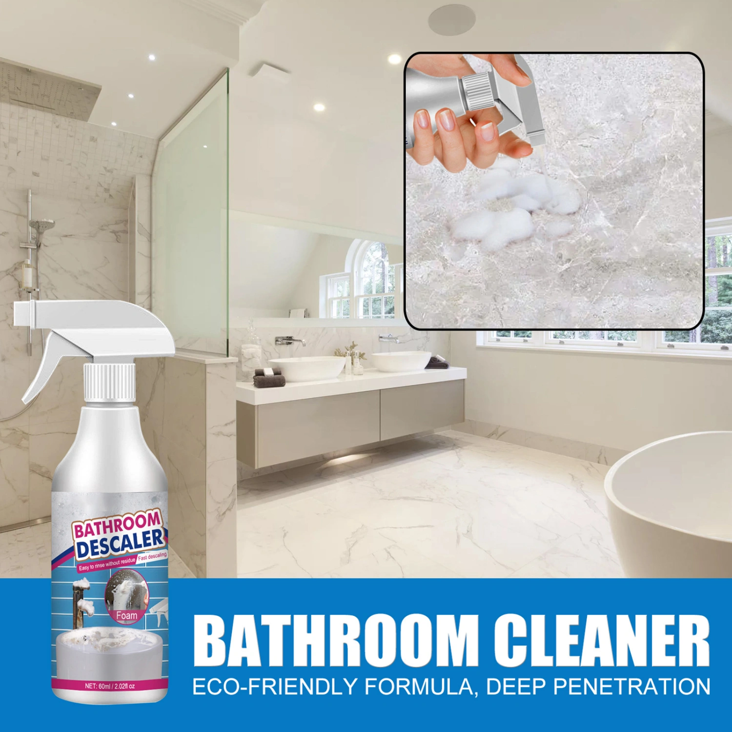 60ml Bathroom Cleaner Powerful Strong Decontamination Mild Formula Kitchen Bubble Cleaning Agent for Home