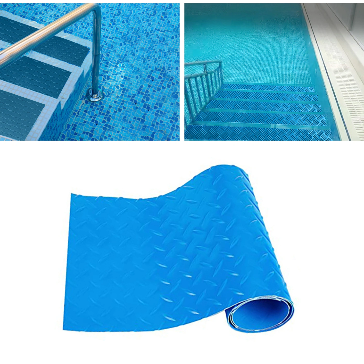 Pool Stair Mat Easy to Cut Large Particle PVC Swimming Pool Step Mat with Non-Slip Texture for Outdoor