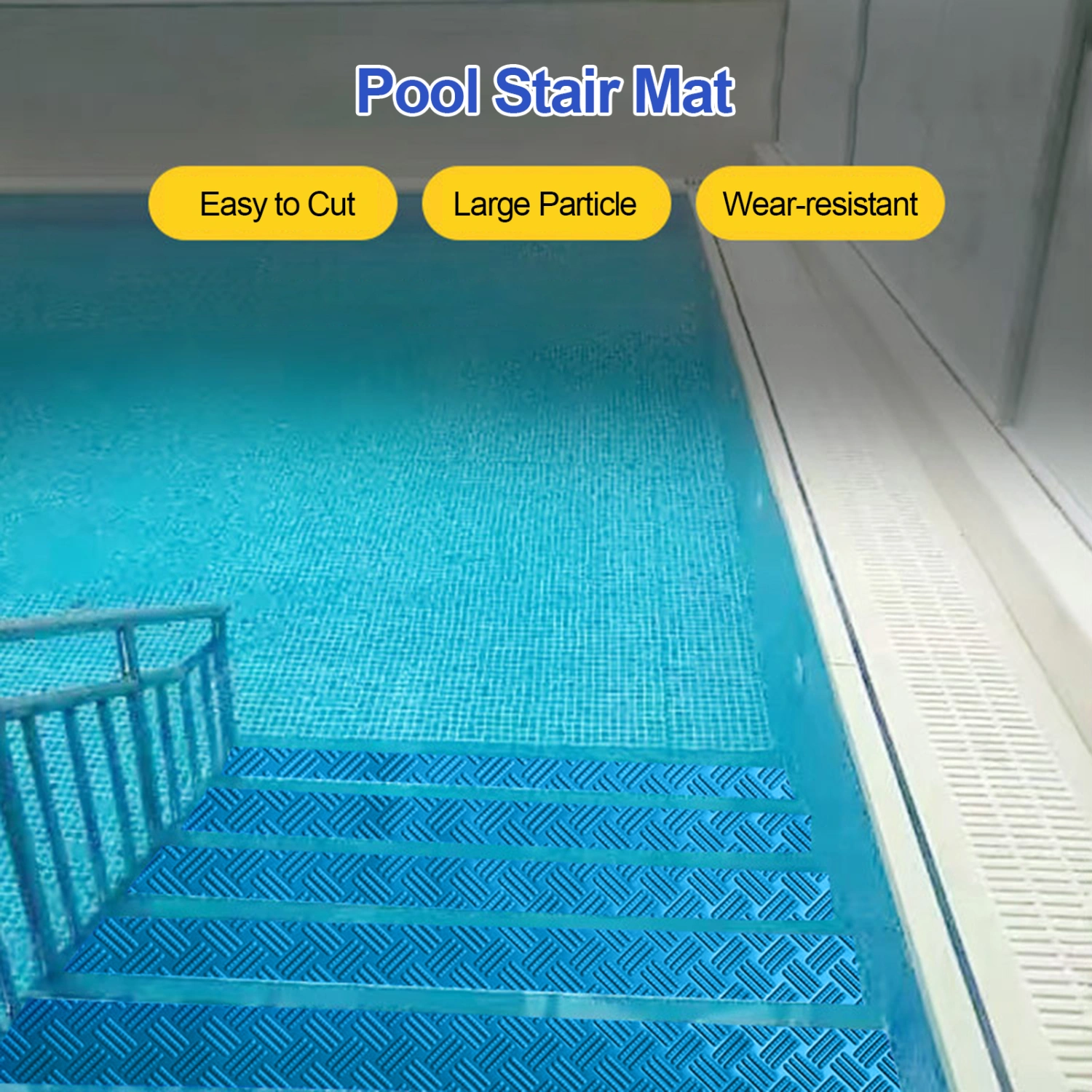 Pool Stair Mat Easy to Cut Large Particle PVC Swimming Pool Step Mat with Non-Slip Texture for Outdoor