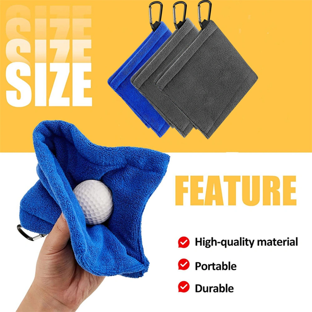 Golf Ball Towel Multipurpose Water Absorption Soft Fabric Comfortable with Carabiner Clip Cleaning Portable Men Women Golf Pocket Towel for Outdoor