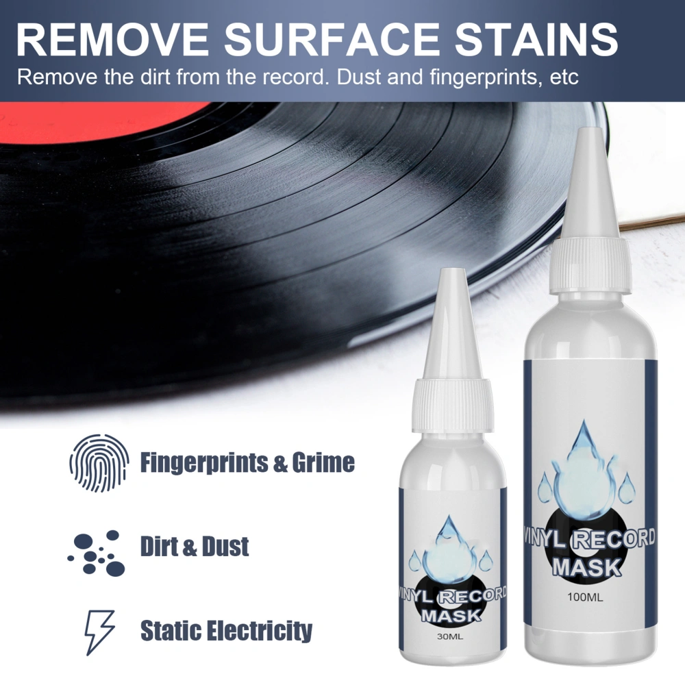 30/100ML Vinyl Record Cleaner Degreasing Decontamination Effective Remove Dirt Dust  Cleaning Agent Household Supplies 