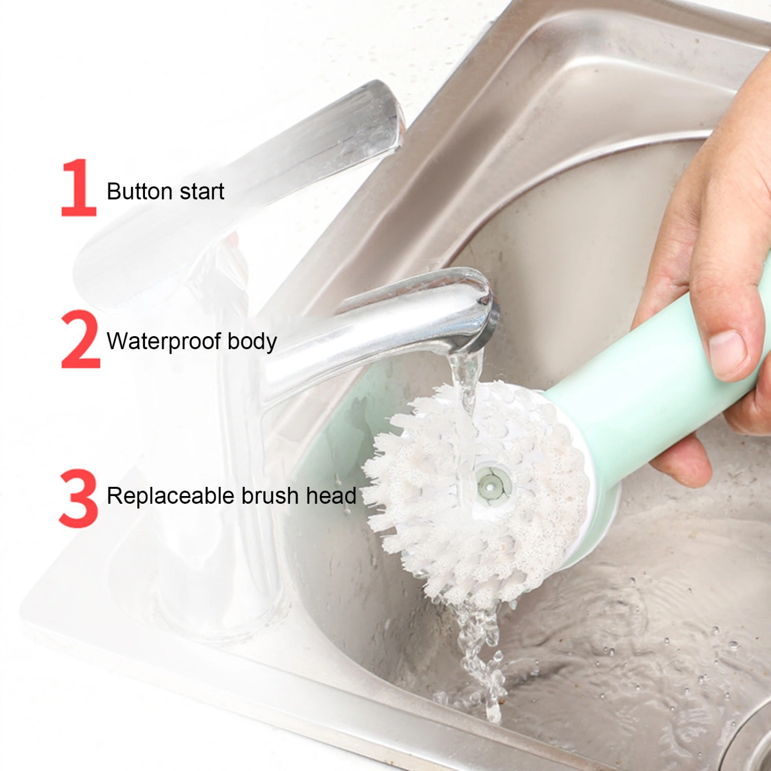 1 Set Electric Cleaning Brush USB Charging Handheld Multifunctional Cleaning Bathroom Kitchen Wash Brush with Replaceable Brush Heads Household Supplies