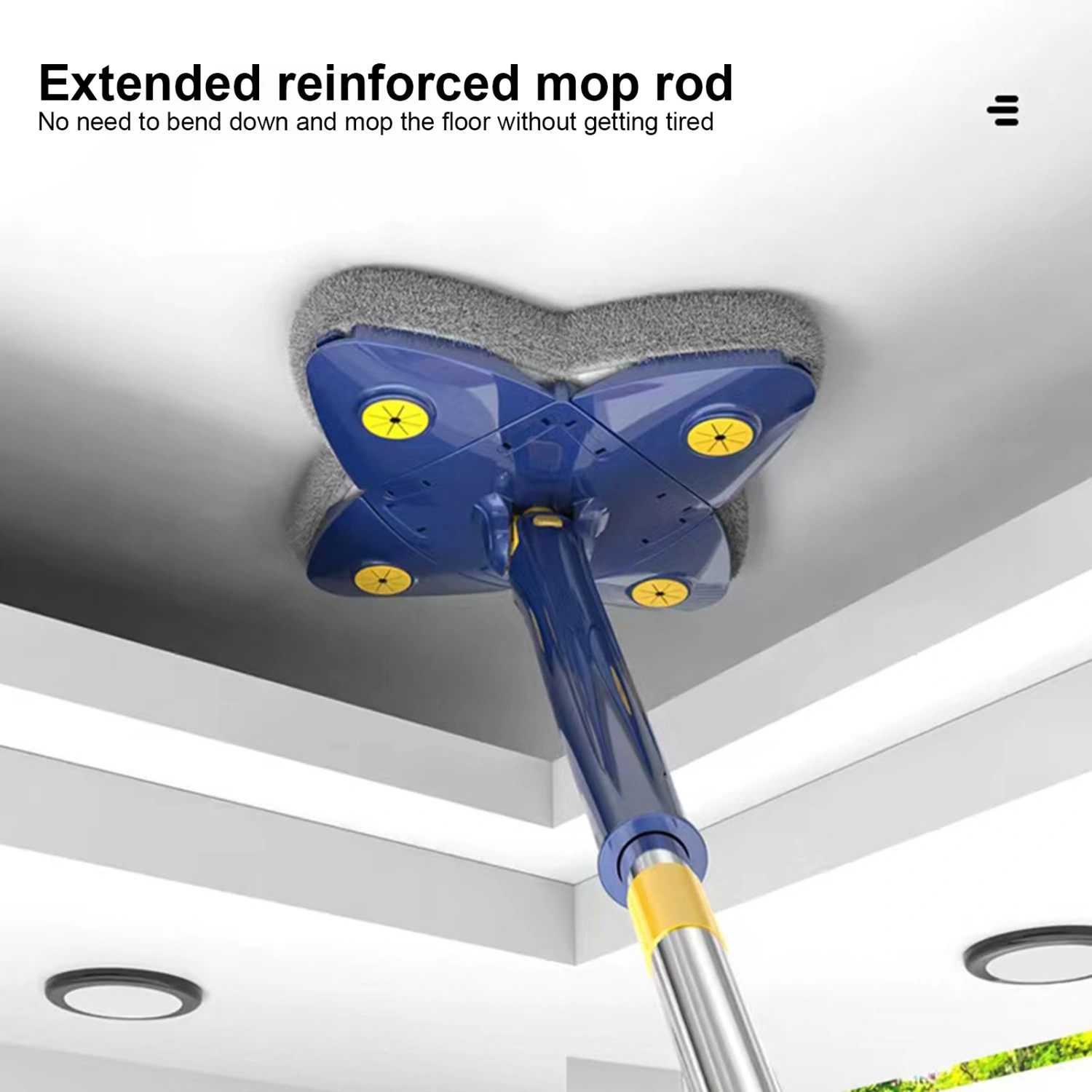 Wall Mop Multifunctional Self-wringing Good Water Absorption Floor Cleaning 360 Degree Rotatable Cleaning Mop Dormitory Accessory