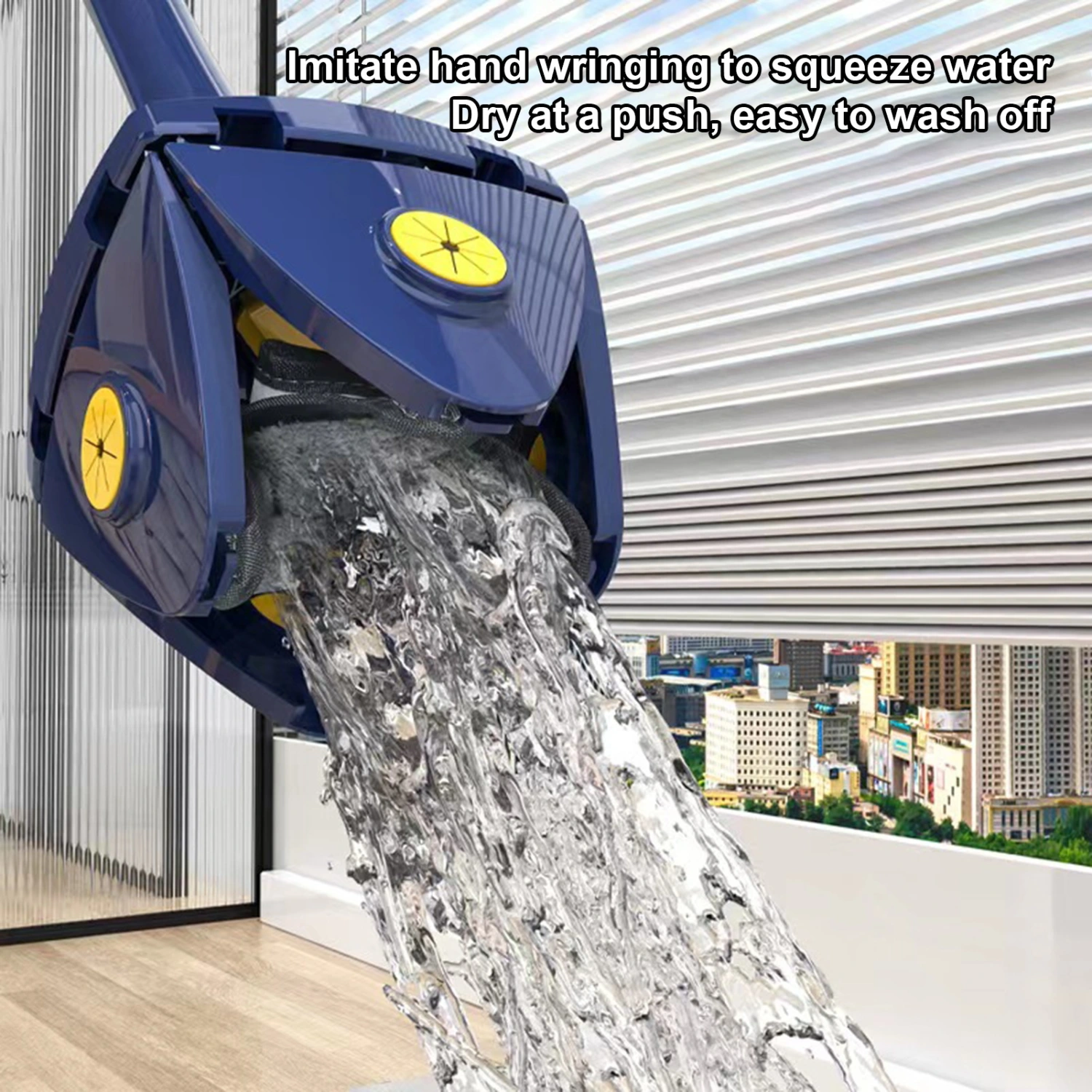 Wall Mop Multifunctional Self-wringing Good Water Absorption Floor Cleaning 360 Degree Rotatable Cleaning Mop Dormitory Accessory