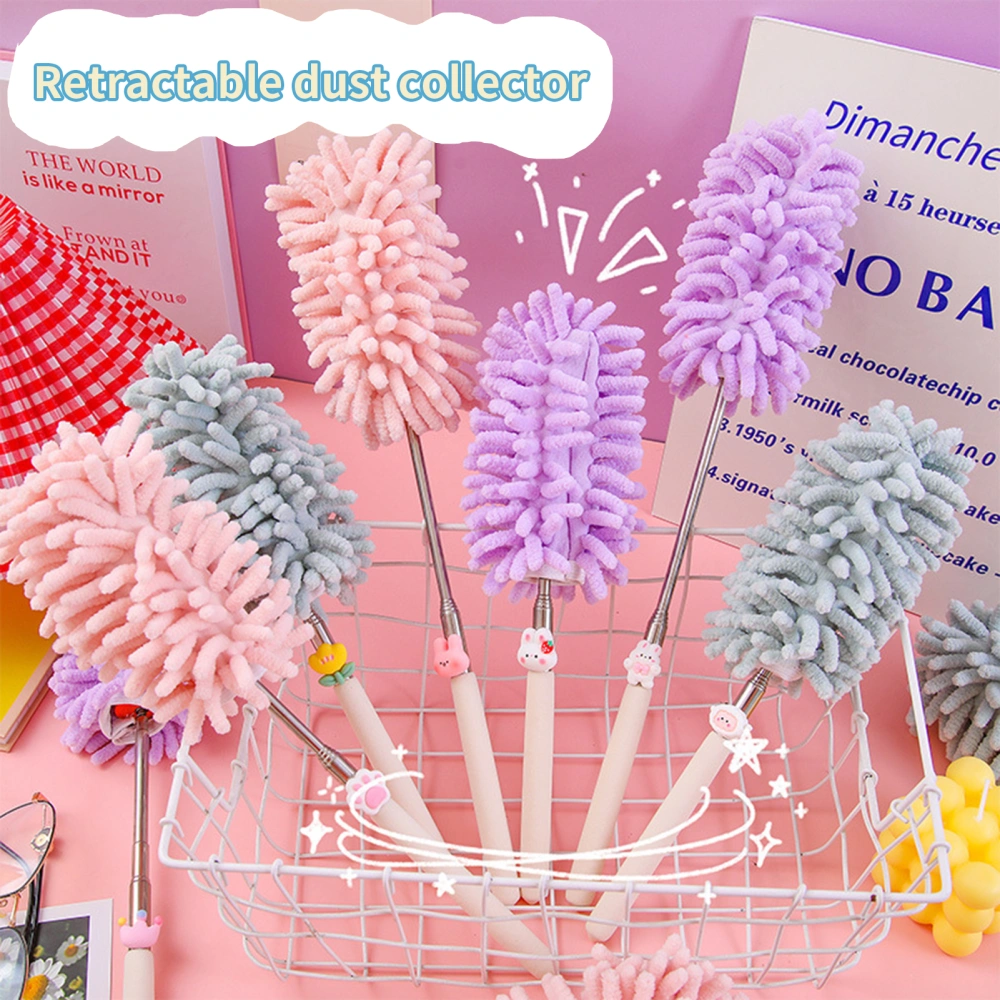 Cleaning Duster Cartoon Design Anti-slip Handle Telescopic Bendable Comfortable Grip Retractable Mini Dust Cleaner Home Supply