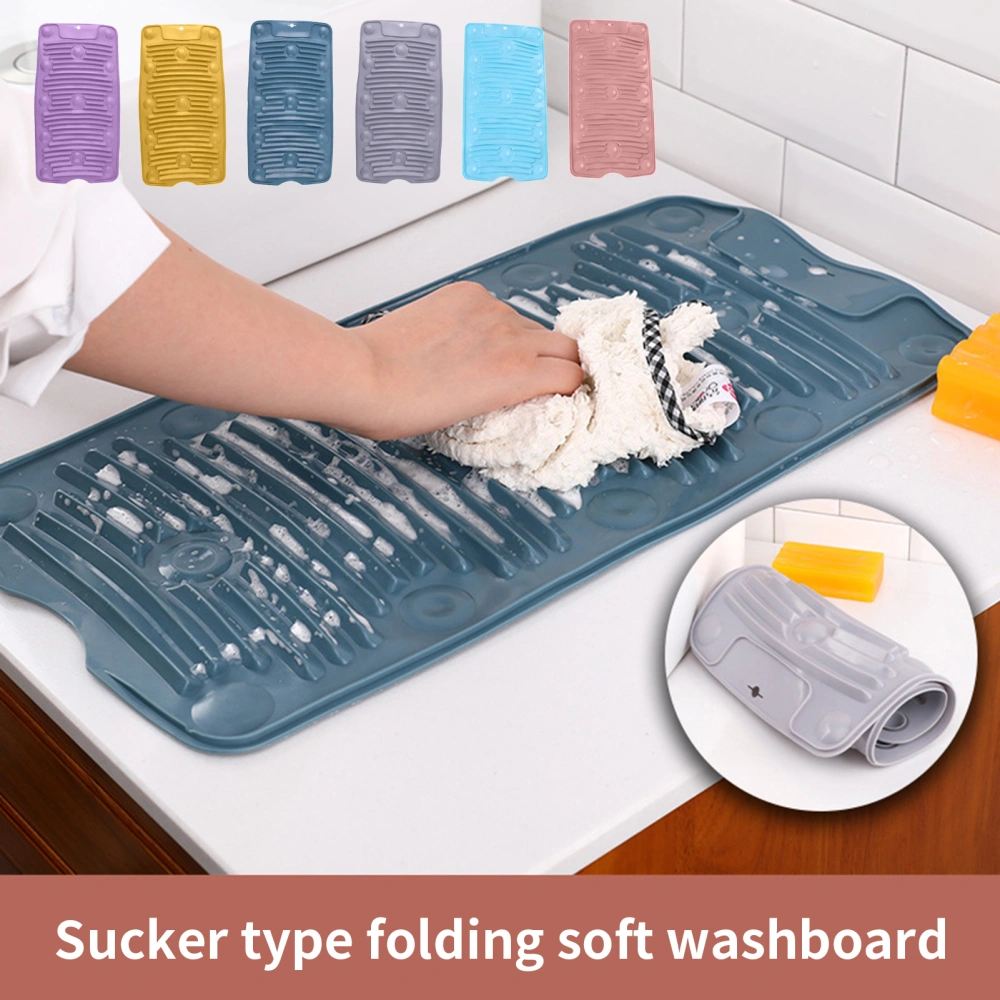 Laundry Board Foldable Non-slip Suction Silicone Portable Folding Dirty Clothes Washing Board Daily Use