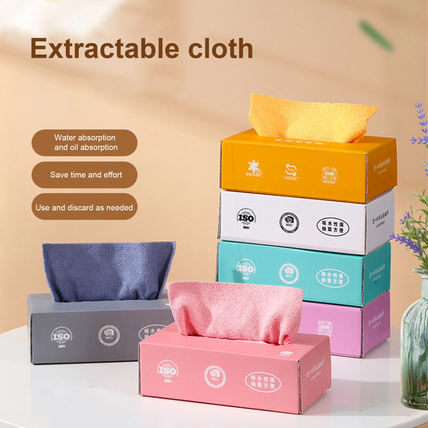 20Pcs/Box Dish Towel Extractable Design Reusable Super Absorbent Easy Access Dry Wet Use Deeply Cleaning Microfiber Dish Cleaning Rag Lazy Paper Towel Kitchen Accessories