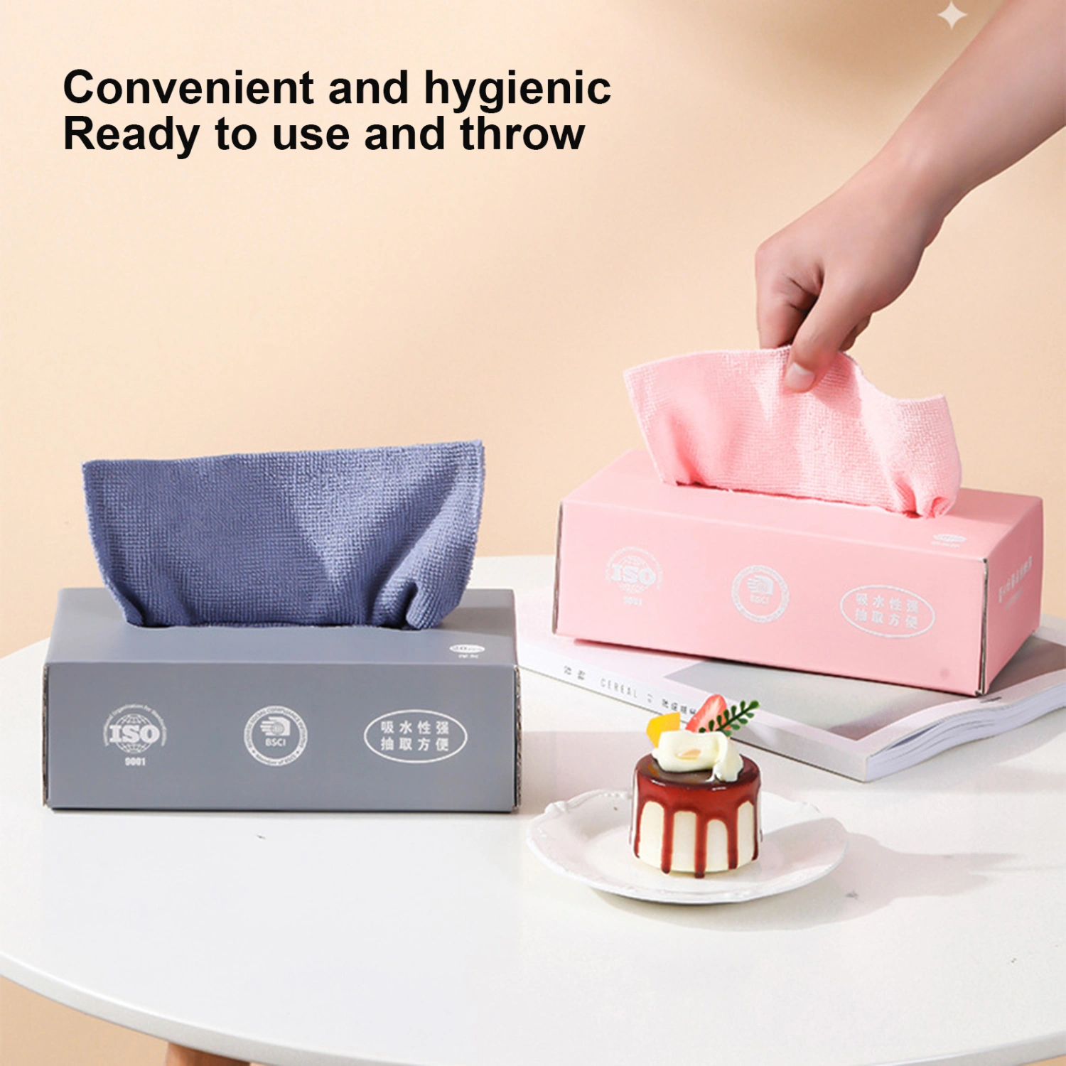 20Pcs/Box Dish Towel Extractable Design Reusable Super Absorbent Easy Access Dry Wet Use Deeply Cleaning Microfiber Dish Cleaning Rag Lazy Paper Towel Kitchen Accessories