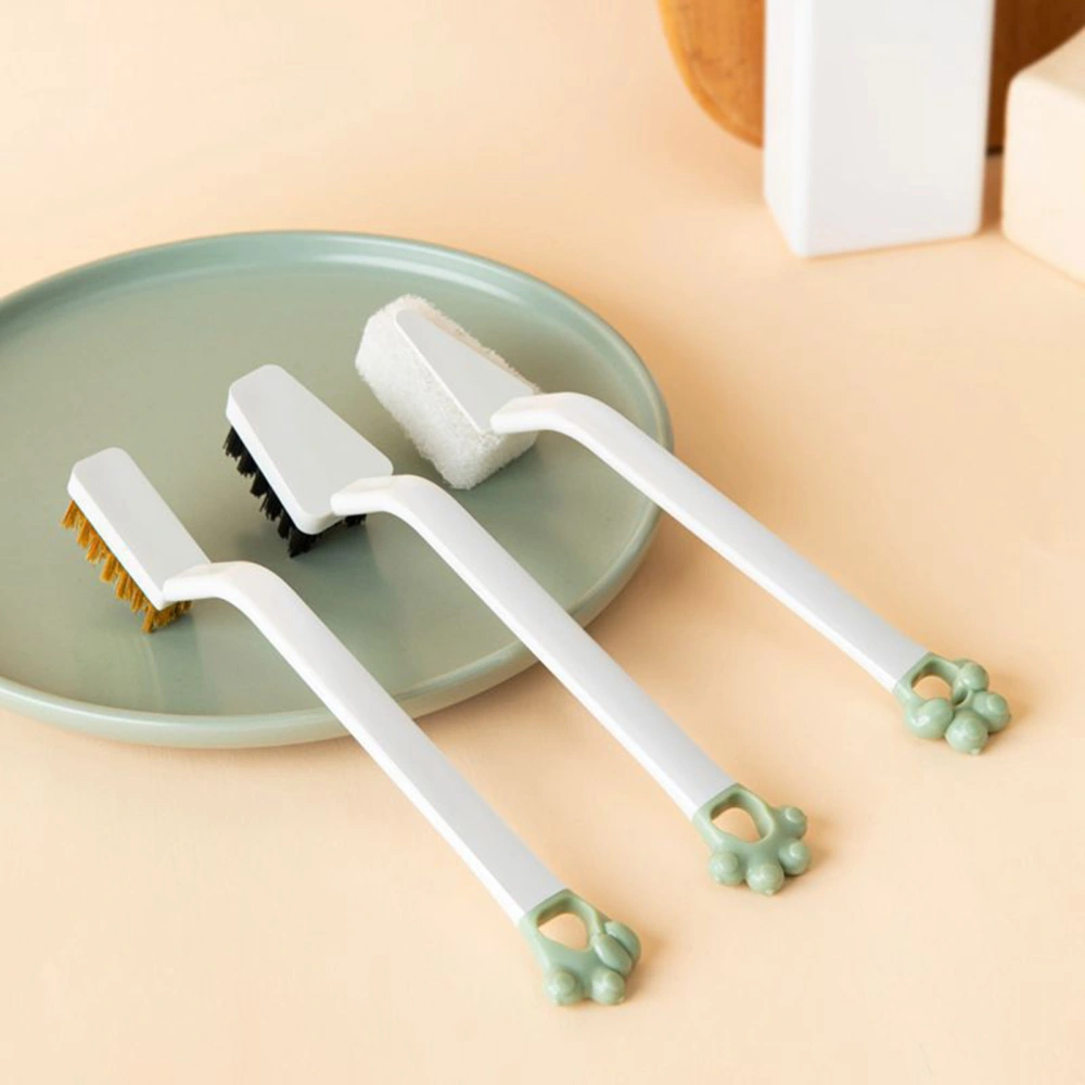 3Pcs/Set Cleaning Brush Set Time-saving Cat Paw Design Labor Saving Deep Gas Stove Range Hood Grease Grime Wire Sponge Brush Kitchen Tool