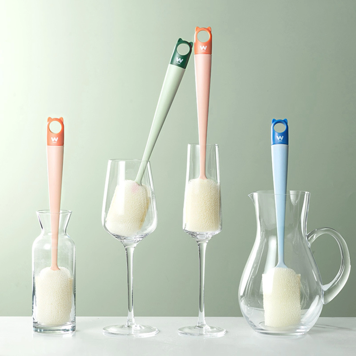 Bottle Sponges Detachable Head Rich Foam PP Dish Washing Cleaning Brush Kitchen Accessories