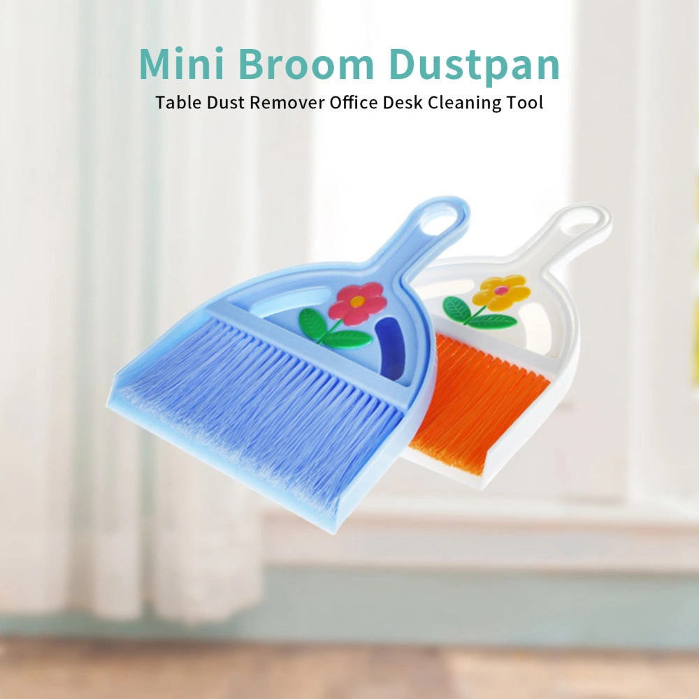 1 Set Mini Broom Dustpan Hanging Design Dense Bristles Plastic Hand Brush Two-piece Set Cleaning Ultralight Table Dust Remover Office Desk Cleaning Tool Home Supplies