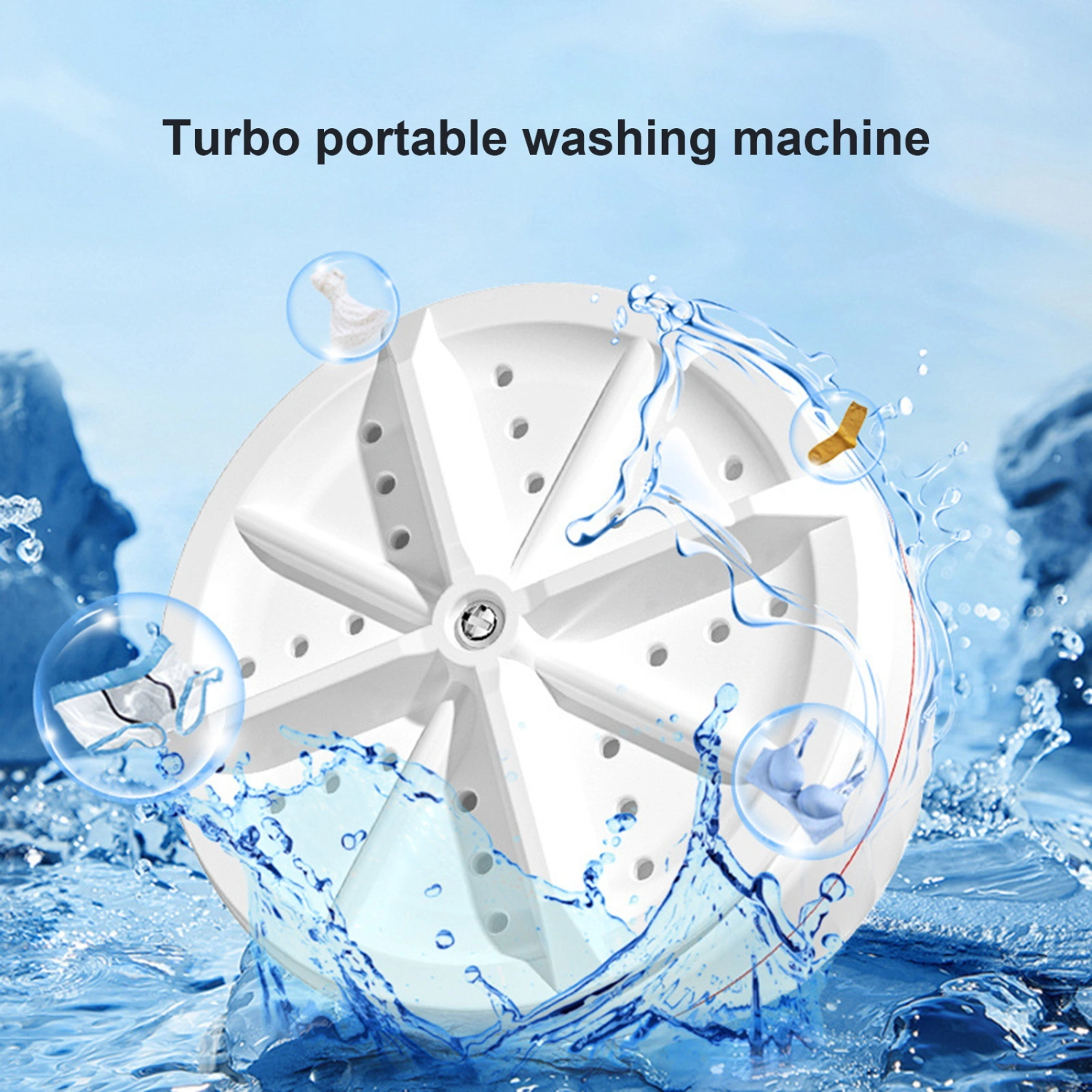 Travel Washing Machine Rotating Turbine Suction Cup Positive Negative Wave Wheel Anti-Fall Firmly Sucked Laundry ABS Turbo Sink Washing Machine Home Supply