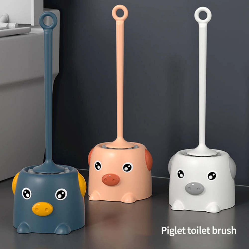 Cute Pig Toilet Brush Soft Bristles Effective Creative Strong Decontamination Punch-free Toilet Cleaning Brush for Home