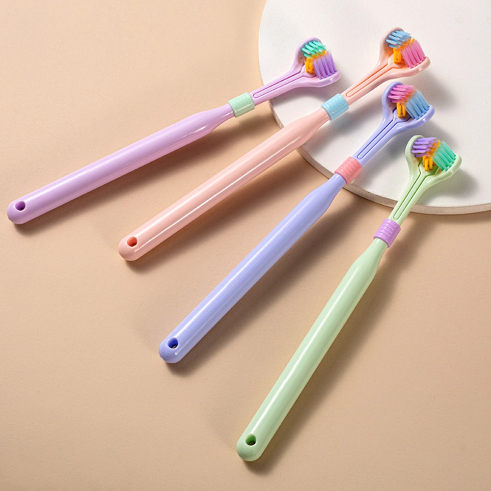 Innovative Toothbrush Easy Use Random Color Three Sided Efficient Oral Care Brush for Home