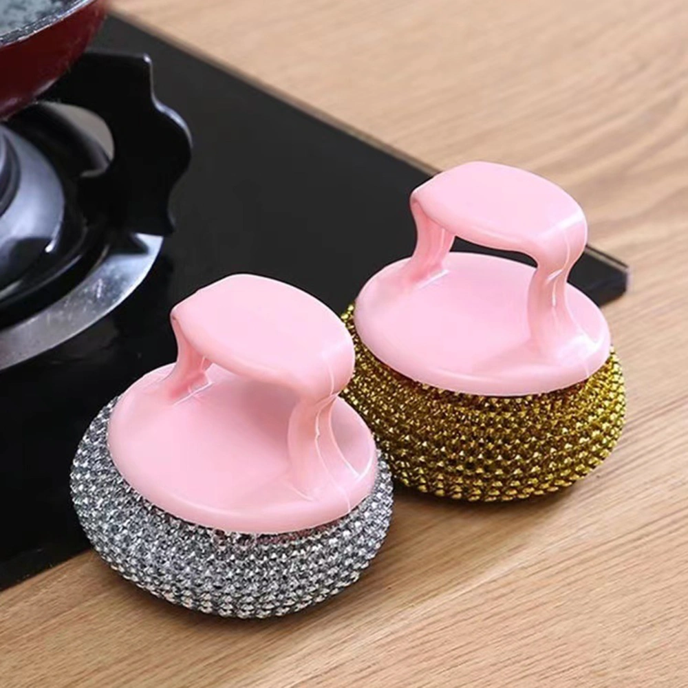 2Pcs Cleaning Brush with Handle Non-stick Decontamination Reusable Wash Pot Brush Kitchen Tools 