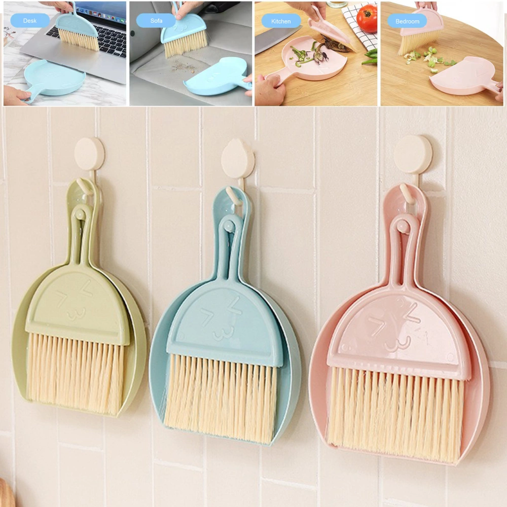 1 Set Mini Broom Dustpan Set Durable Compact Desktop Cleaning Brush Hanging Hole Design Brush Home Accessory