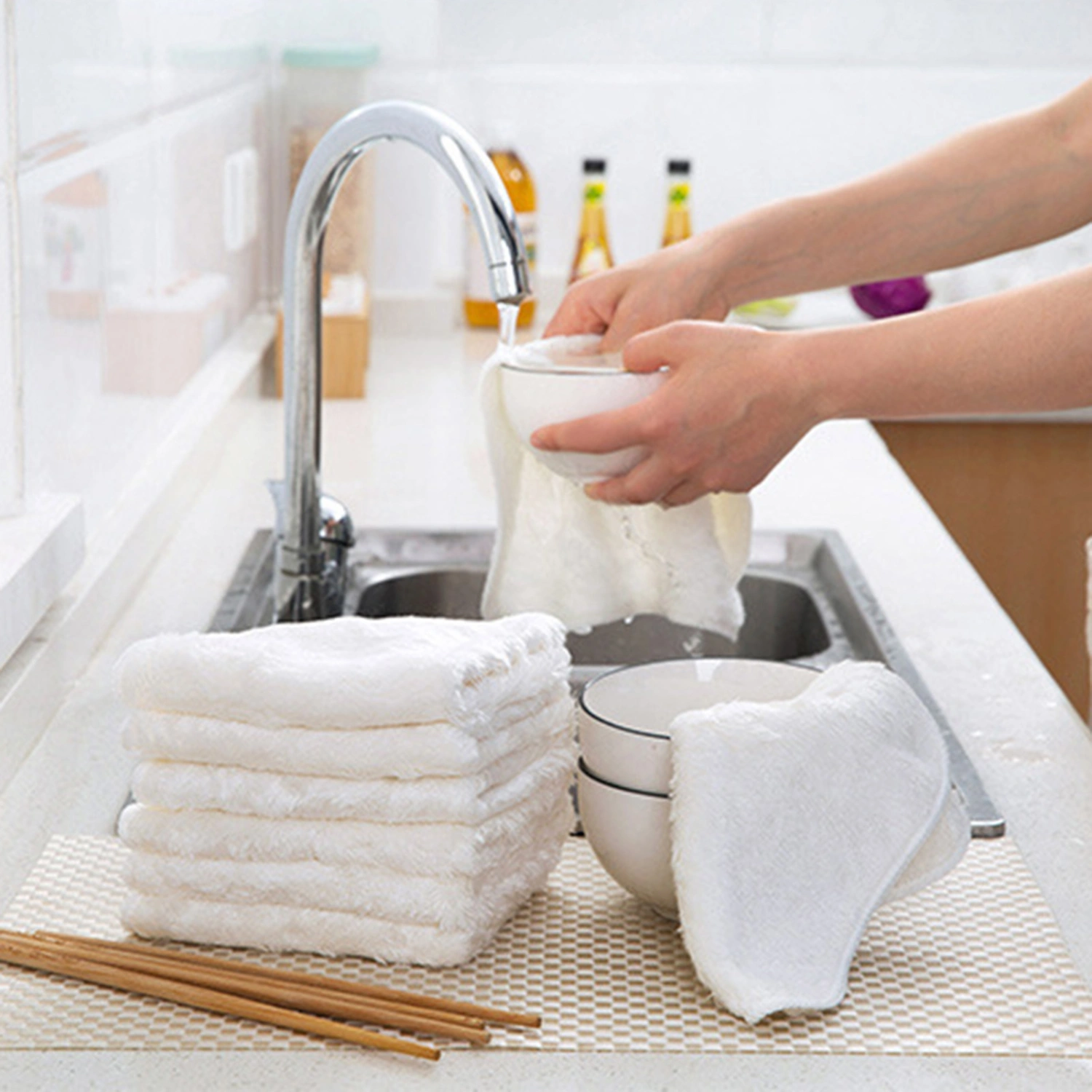 Non-stick Oil Ultra Soft Dish Towel Thickened Absorbent Microfiber Cleaning Cloth Kitchen Supplies