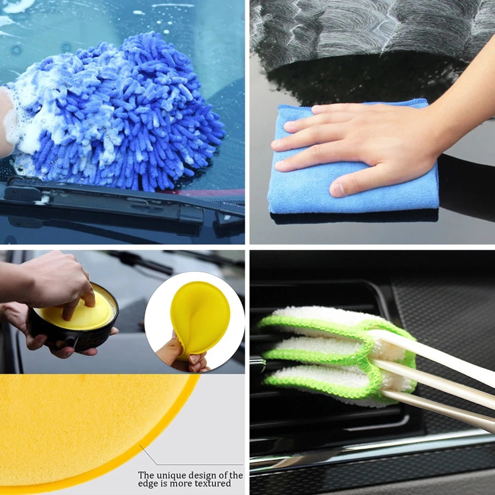 17Pcs/Set Multifunctional Efficient Car Detailing Brush Nylon Practical Rich Foam Car Cleaning Brush for Vehicle