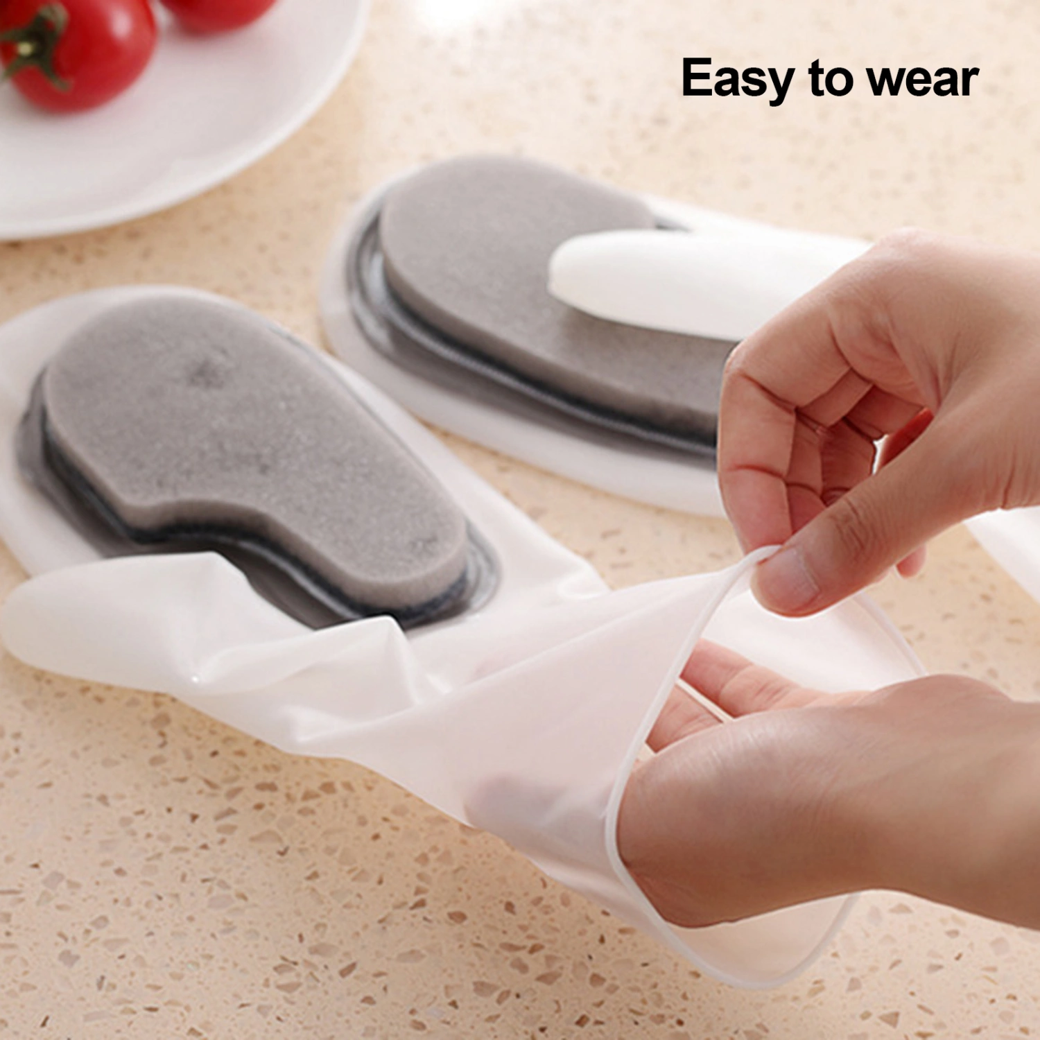 1 Set Kitchen Cleaning Gloves Rich Foaming Waterproof Multifunctional Removable Sponge Brush Remove Stain 2-in-1 Laundry Dishes Pot Washing Mitts Household Supplies