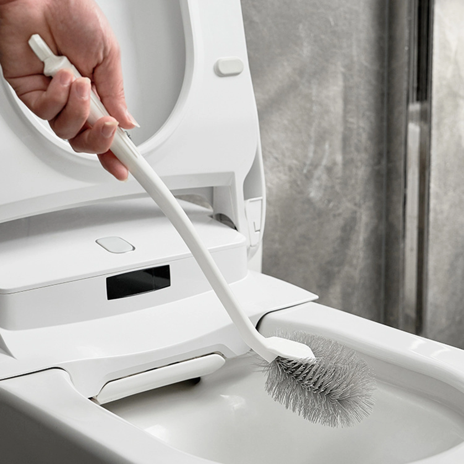 Toilet Brush Strong Decontamination Dense Bristles Long Handle Hand Bathroom Cleaning Brush for Home