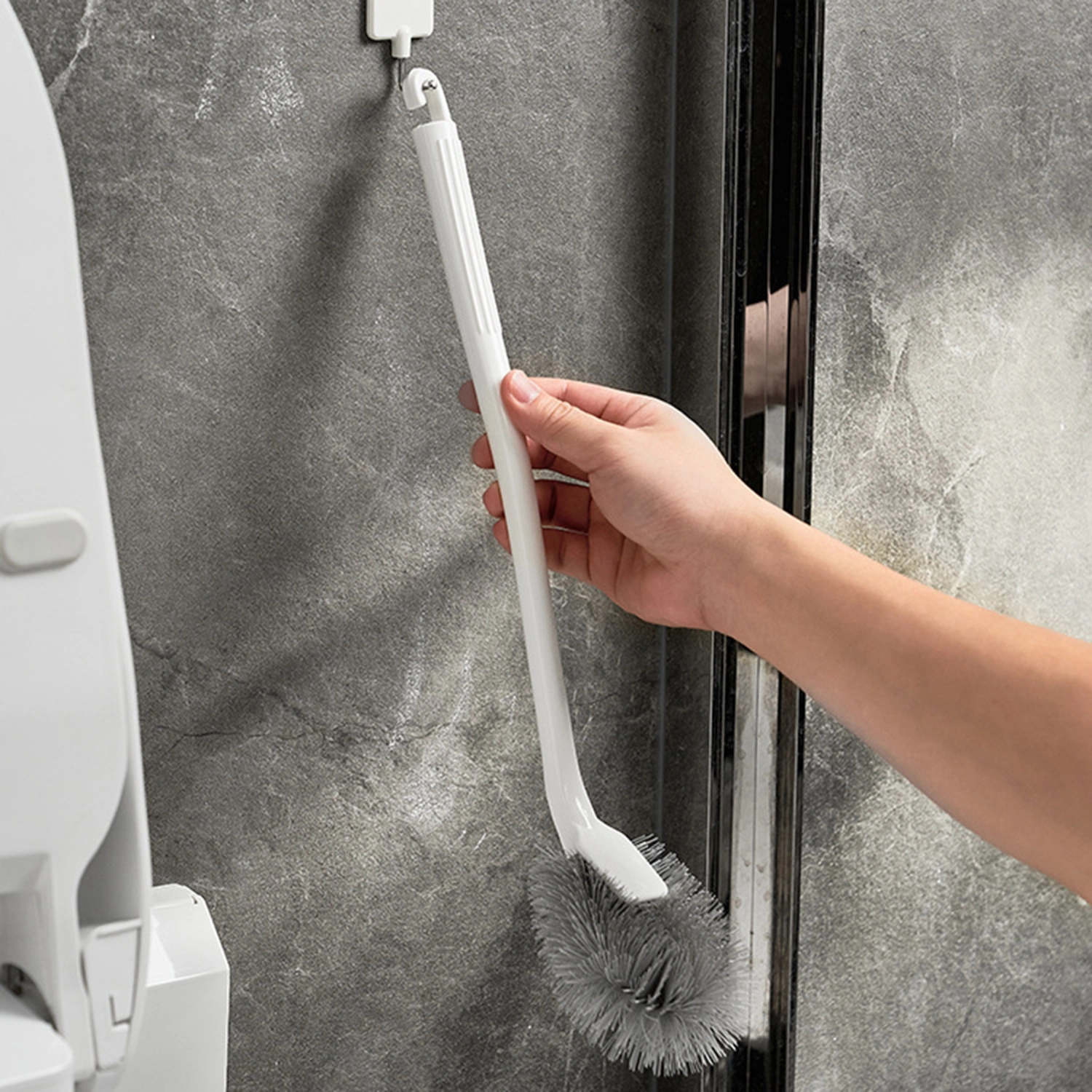 Toilet Brush Strong Decontamination Dense Bristles Long Handle Hand Bathroom Cleaning Brush for Home