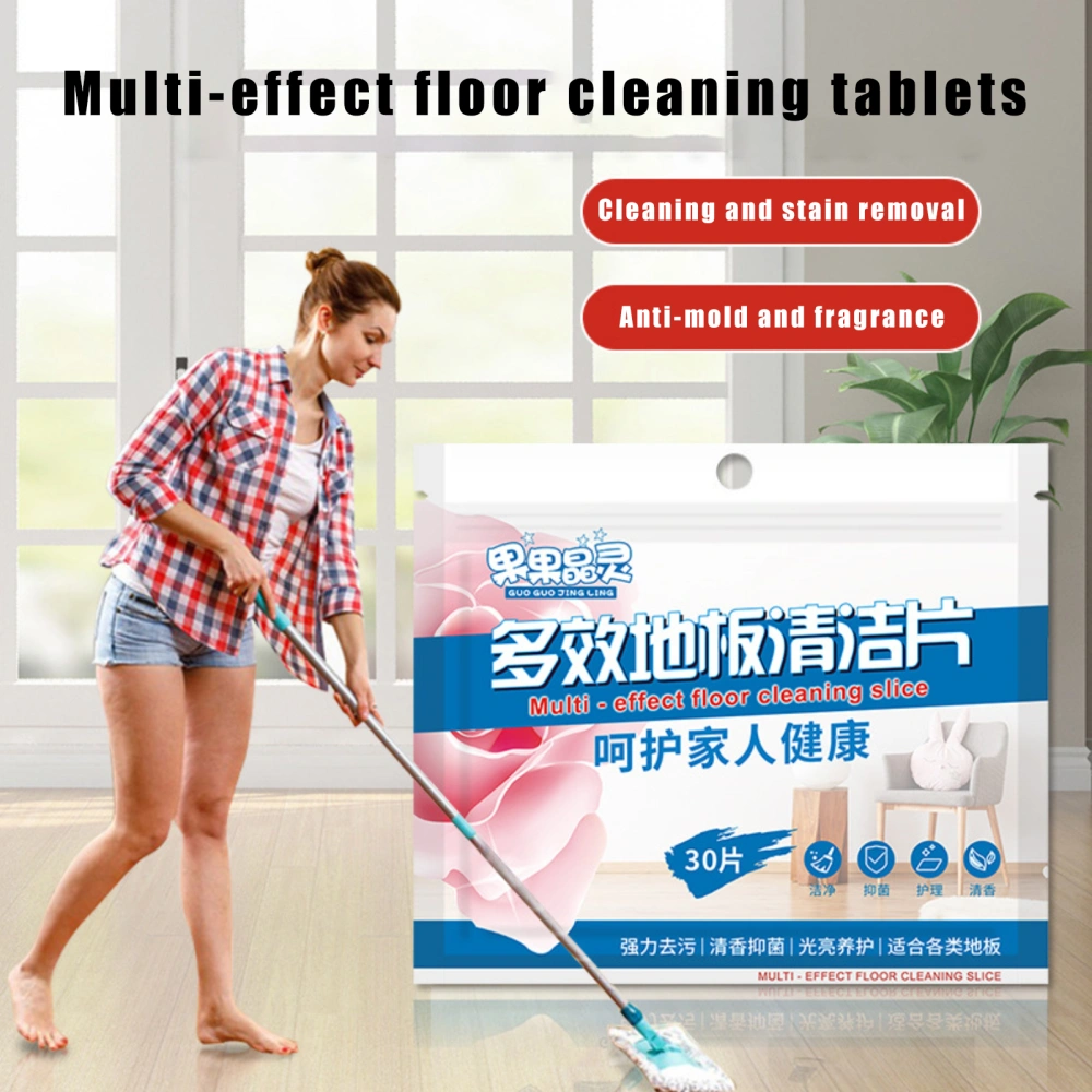 30Pcs/Bag Cleaning Sheets Widely Used Dissolvable Paper Powerful High Efficiency Low Foaming Clean The Floor No Fluorescent Agent Wiping Wooden Floor Tiles Sheet for Home