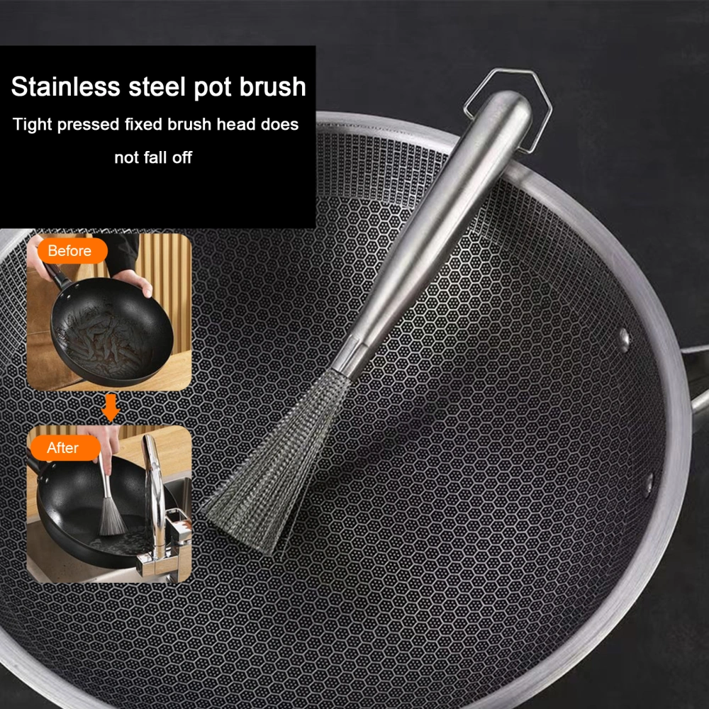 Stainless Steel Cookware Scrubbe Pot Pans Skillets Cleaning Brush Thick Soft Anti-rust Bristles Pot Scrubber