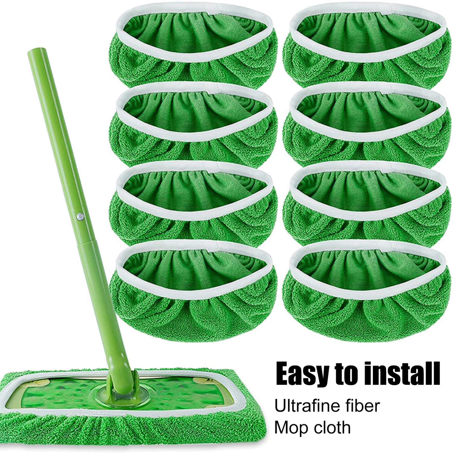 Flat Mop Cloth Wet Dry Dual Use Ultra Soft Thickened Elastic Band Coral Fleece/Microfiber/Chenille Replacement S/L Optional Water Absorption Rotary Mop Cleaning Pad for Bathroom