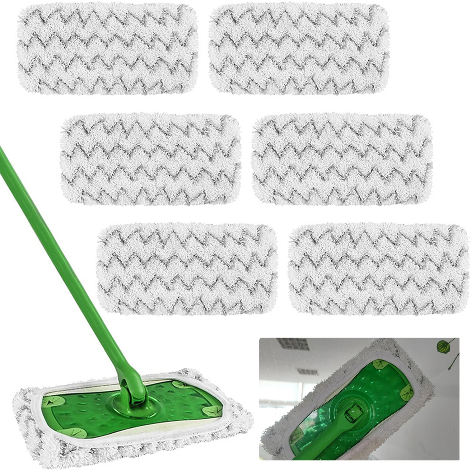 Flat Mop Cloth Wet Dry Dual Use Ultra Soft Thickened Elastic Band Coral Fleece/Microfiber/Chenille Replacement S/L Optional Water Absorption Rotary Mop Cleaning Pad for Bathroom