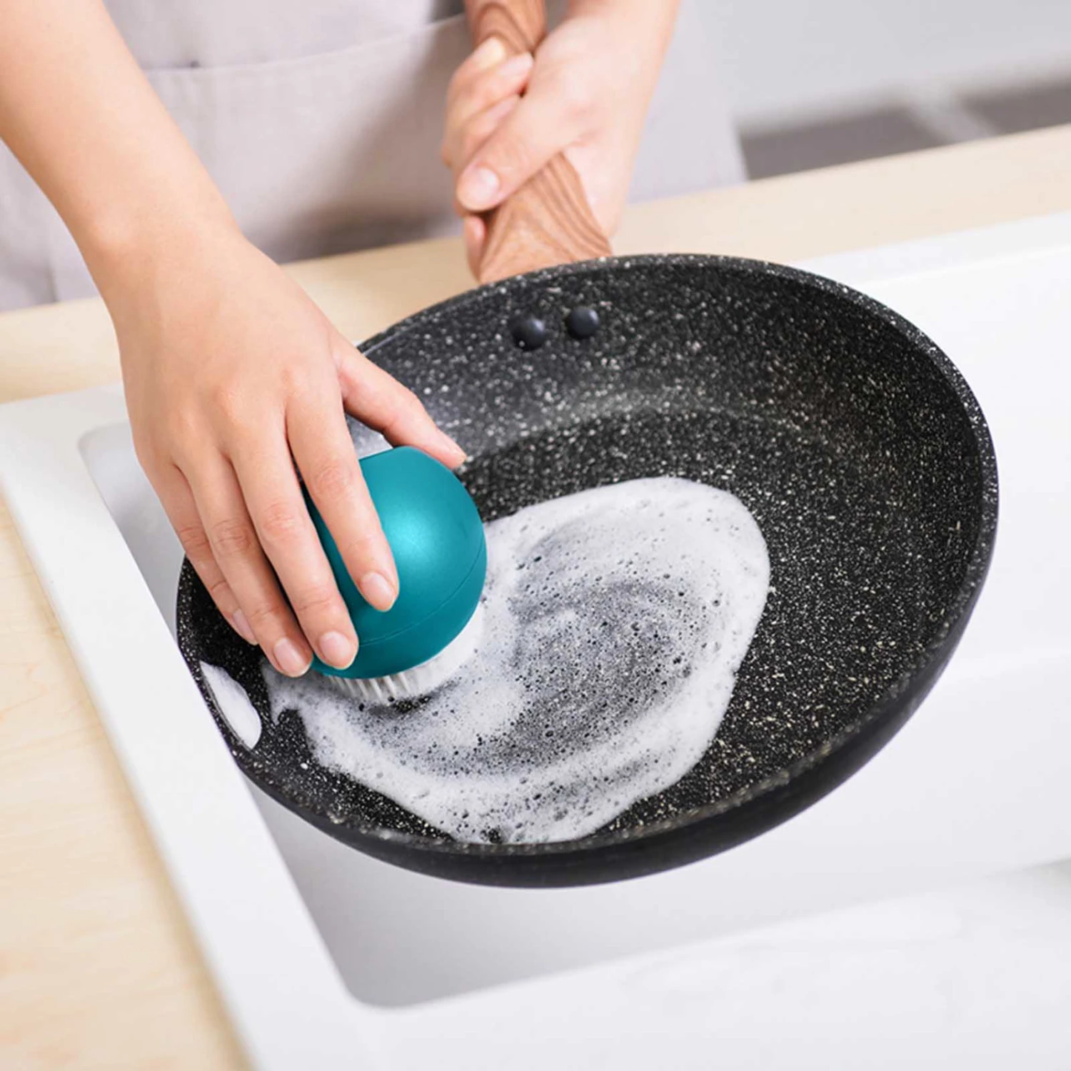 Dish Brush Smooth Edge Oil-proof Labor Saving Anti-slip Ball Shape Clean Plastic Sink Plate Bowl Pan Scrub Cleaning Scrubber Kitchen Supplies
