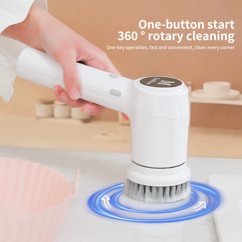 1 Set Electric Cleaning Brush with 4 Replaceable Heads Handheld Bathroom Tile Floor Bathtub Electric Power Scrubber Household Supplies