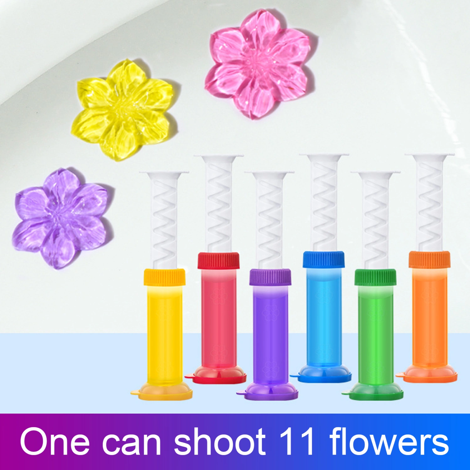 48ML 11 Count Toilet Gel 6 Scents Stain Odor Removal Air Freshener Flower Shape Toilet Bowl Cleaner Stamp Bathroom Supplies 