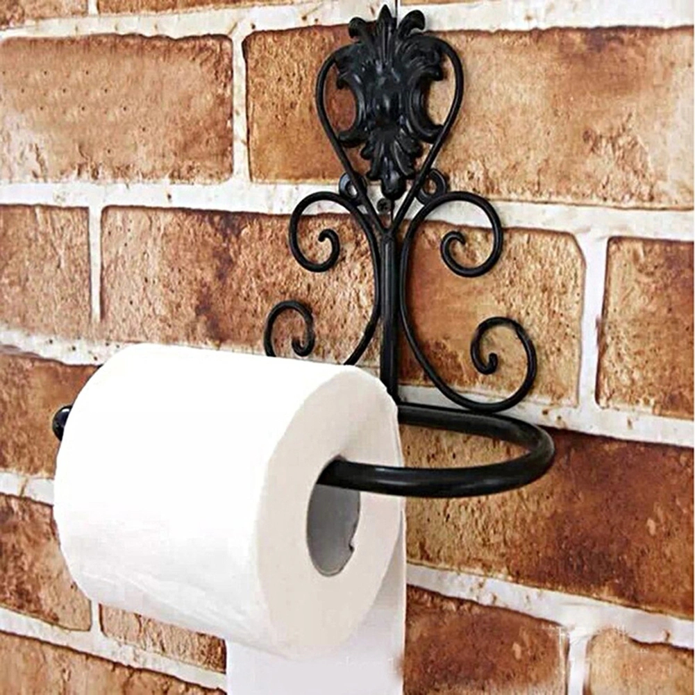 Wall Mounted Vintage Iron Toilet Paper Roll Towel Holder Rack Bathroom Decor