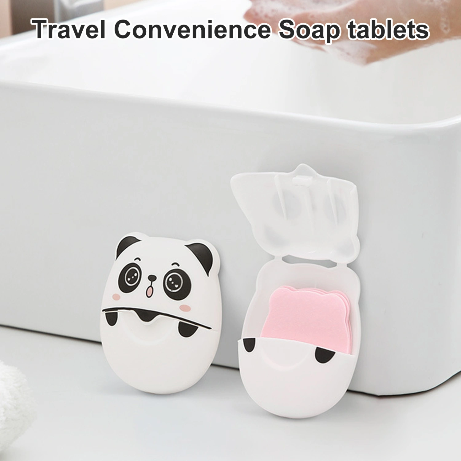 50Pcs Disposable Soap Paper Portable Dissolves in Water Convenient One Time Enclosure Design Wash Hand PP Material Cartoon Panda Soap Paper Outdoor Travel