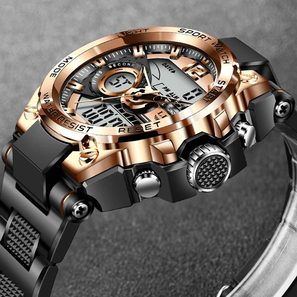 LIGE Top Luxury Watches Men Military Army Mens Watch Waterproof Sport Wristwatch Dual Display Watch Male Relogio Masculino