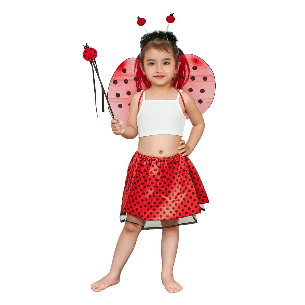 Toddler Ladybug Costume Lady Bird Costumes with Headband Tutu Skirt Set Angle Girls Fairy Dress Outfit