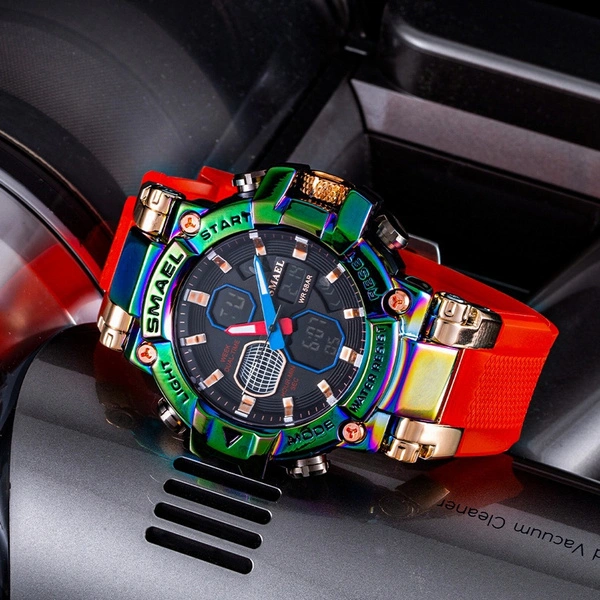 New SMAEL Sport Men Military Watch Chronograph Quartz Digital Wristwatch Dual Display Waterproof Men's Watches