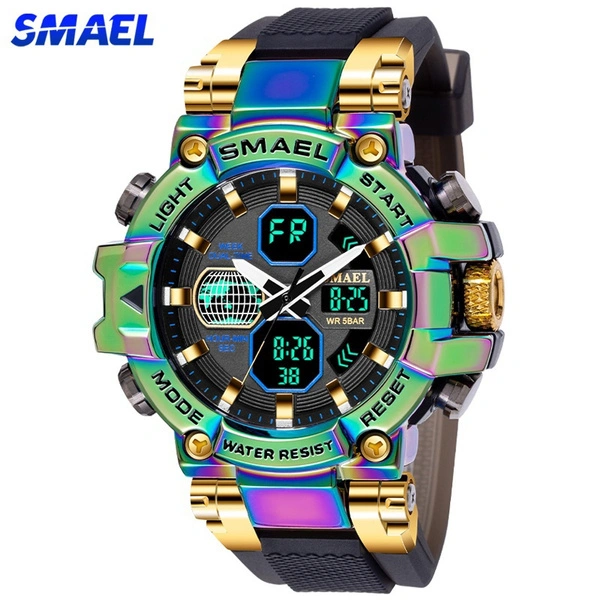 New SMAEL Sport Men Military Watch Chronograph Quartz Digital Wristwatch Dual Display Waterproof Men's Watches