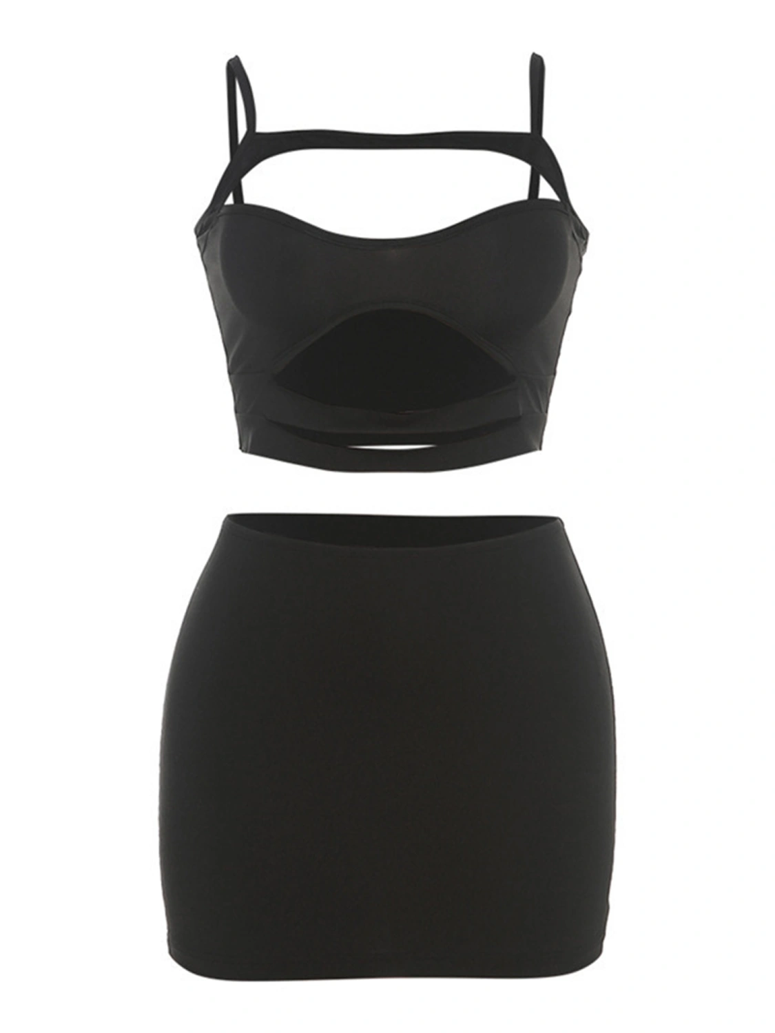 Women 2 Piece Summer Outfits Cutout Camisole and Elastic Mini Skirt 