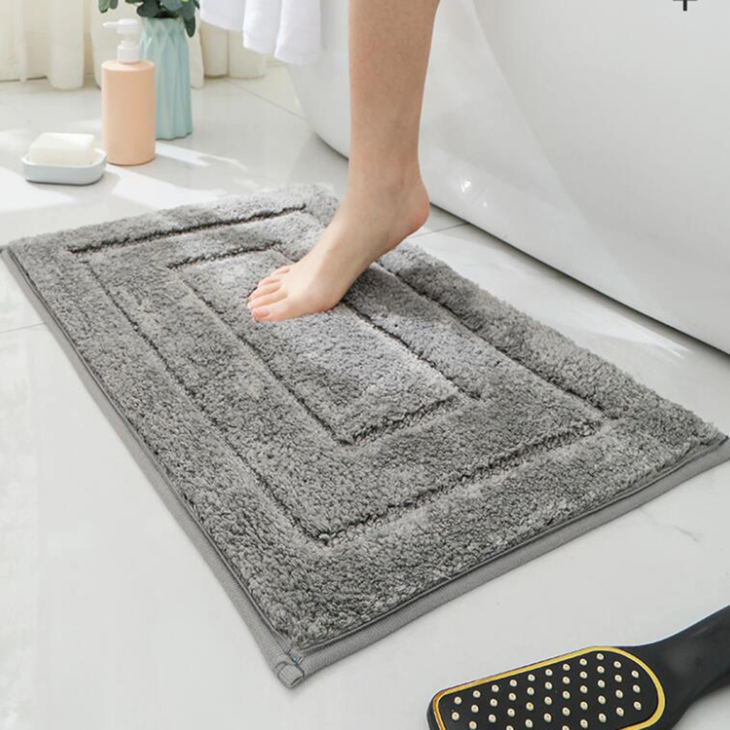 Soft Thick Great Water Absorbent Bathroom Rug Non-Slip Bath Mat Machine Washable Plush Floor Carpet 