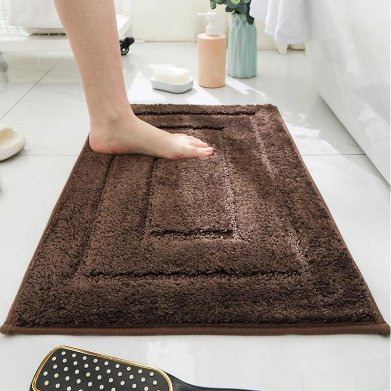 Soft Thick Great Water Absorbent Bathroom Rug Non-Slip Bath Mat Machine Washable Plush Floor Carpet 