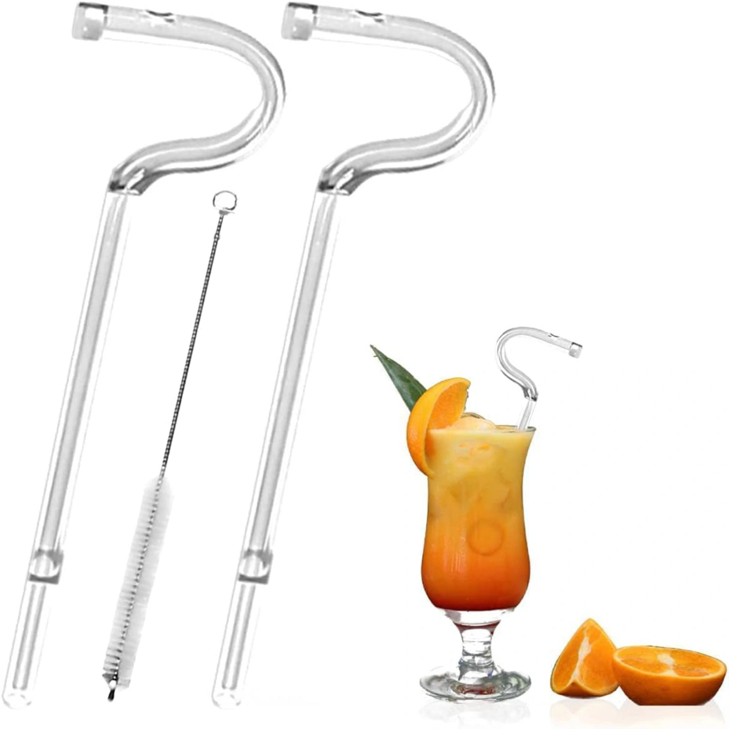 Reusable Glass Straw with Cleaning Brush Perfect for Smoothies, Tea, Hot Chocolate and Juices