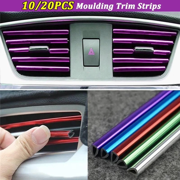 10 Pcs 20Cm Universal Car Air Conditioner Outlet Decoration U Shape Interior Moulding Trim Strips Car Styling Accessories.