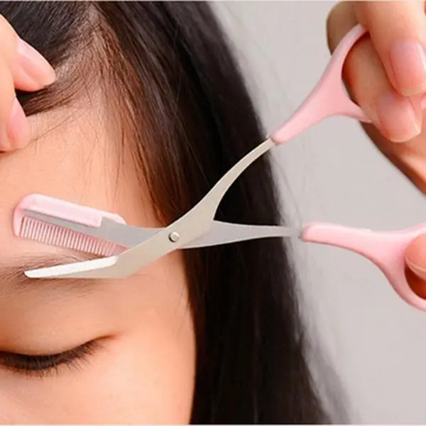 Makeup Scissors Stainless Steel Eyebrow Trimmer Comb Eyelash Hair Manicure Eye Cosmetic Tool