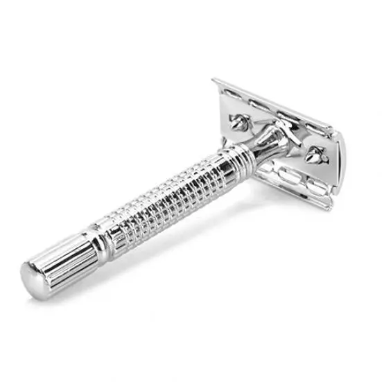 Men's Traditional Double-Edge Blade Safety Razor Hair Beard Silver Manual Shaver