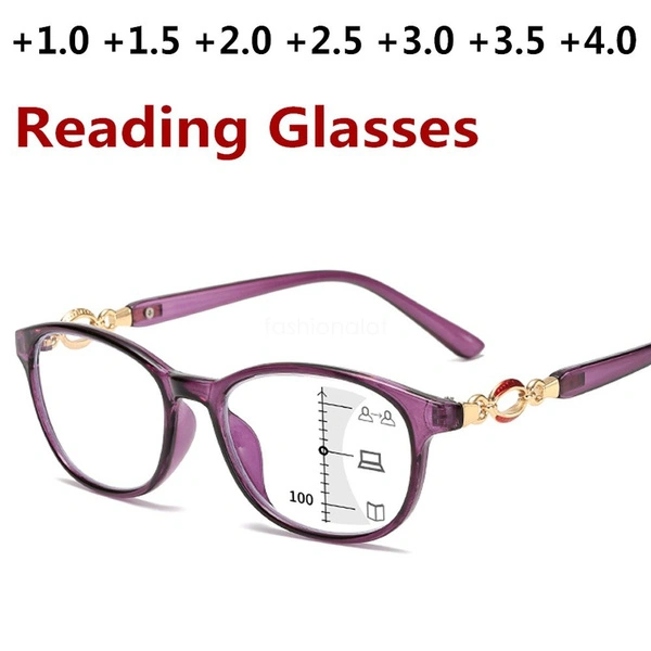 Fashion Progressive Multifocal Reading Glasses Women Anti-blue Light Eyeglasses Prescription Spectacles Diopter +1.0to+4.0