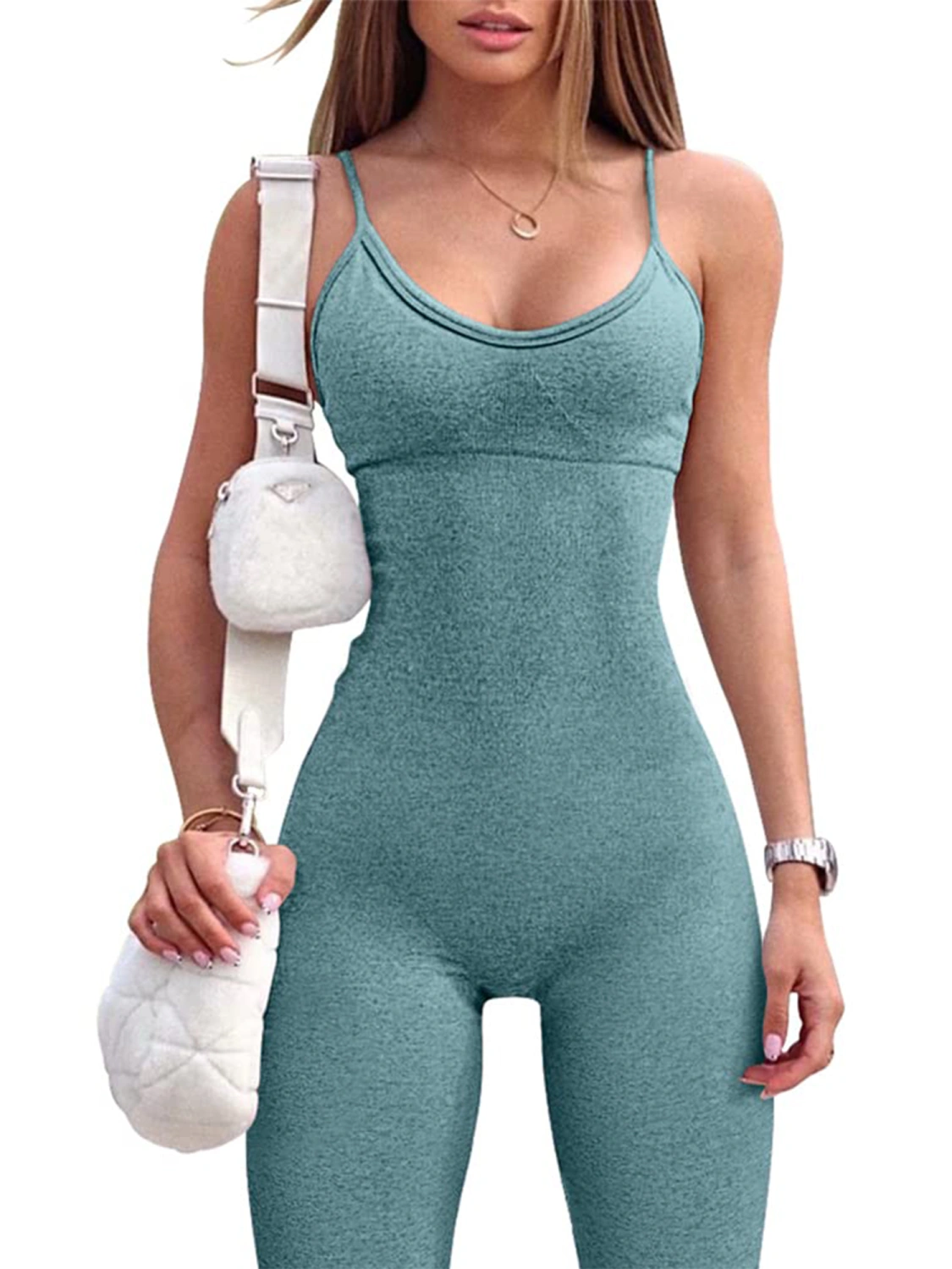 Women Jumpsuit, Spaghetti Straps Solid Slim Fit Summer Long Pants Party Clubwear