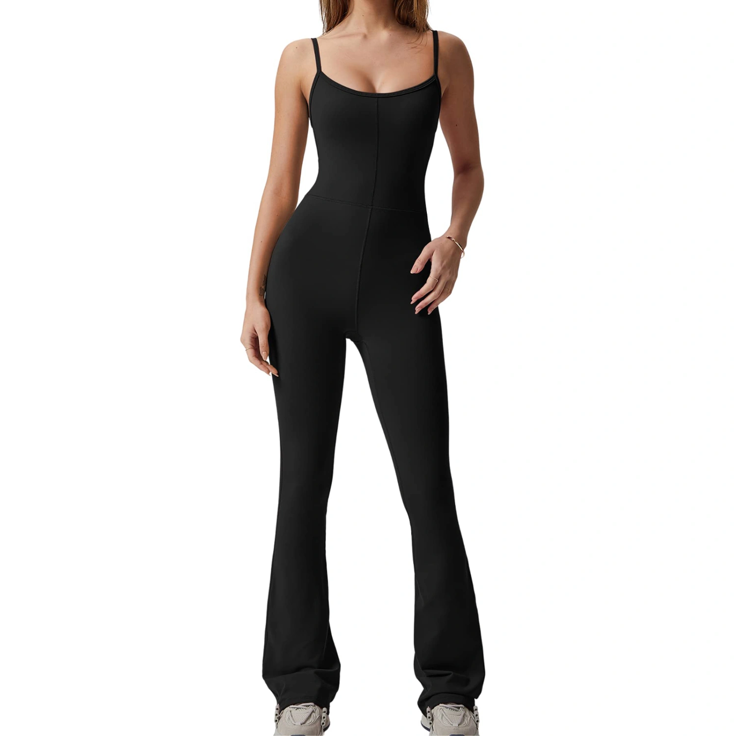 Women Flare Jumpsuit Summer Spaghetti Strap Backless Romper Pants 