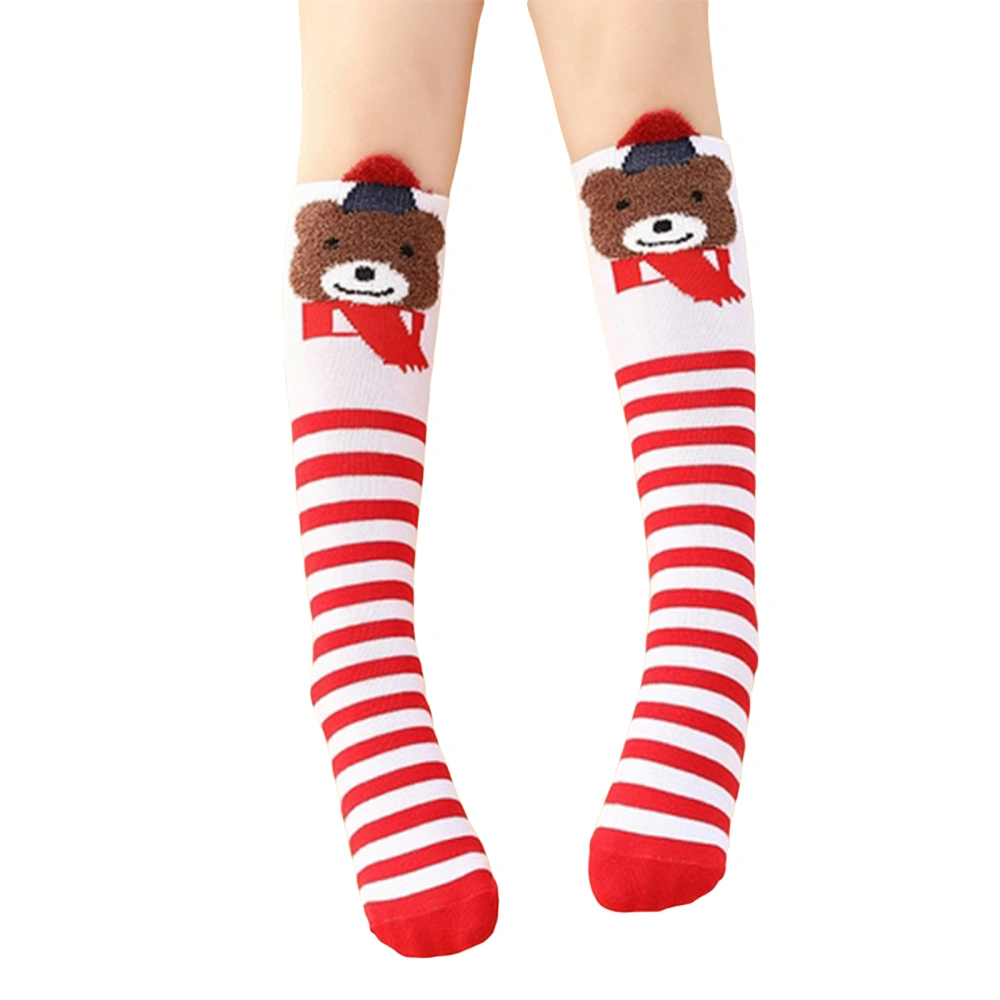 Kids Girls Knee High Socks Cartoon Animal Print Elastic Uniform Tube Stockings for Toddler Baby