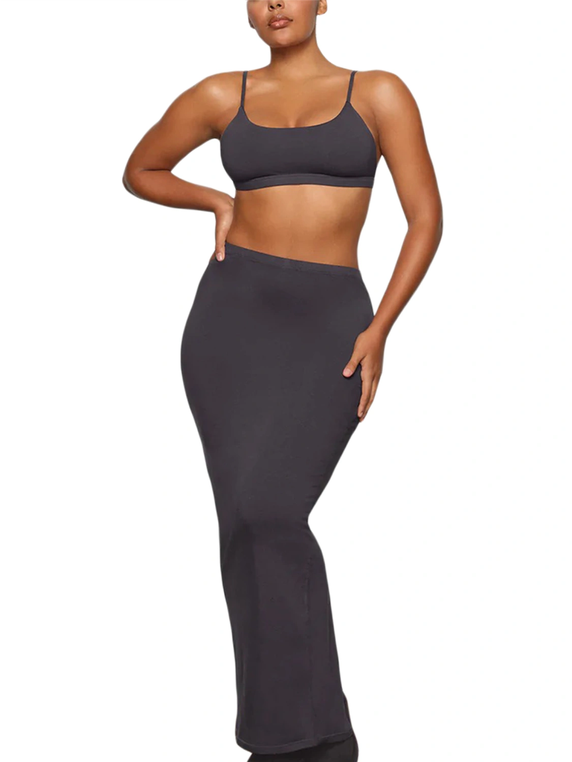 Women's Summer Solid Color Fitted Cami Tops Long Bodycon Skirt Set